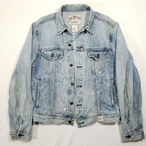 Abercrombie & Fitch Denim Vintage Jacket Mens Large Bleach Splatter Trucker